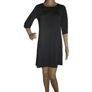 Pink Rose Size Small Gray Knit Shift Dress bow keyhole back viscose spandex